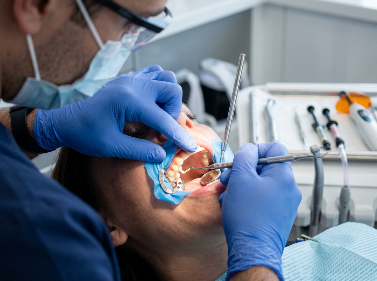 Tratamiento de restauración dental estética con resina